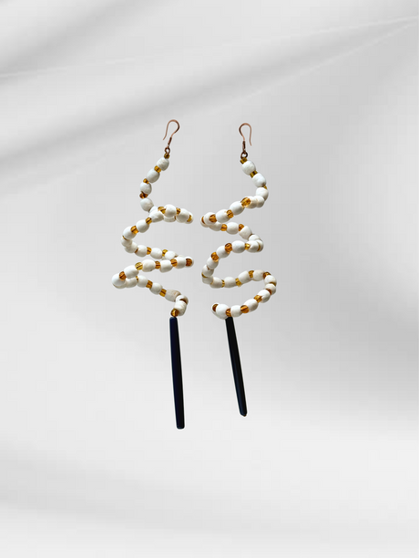 PRE- ORDER: Transformable Helix Earrings – Gold & White